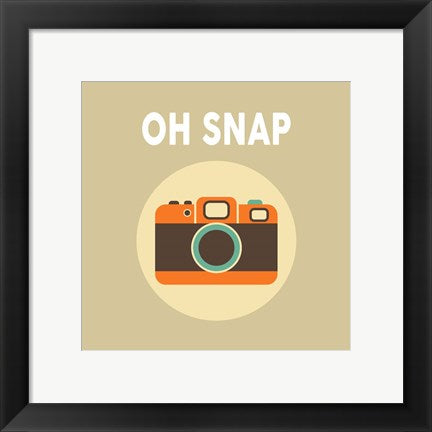 Framed Art OH SNAP Camera Beige Wall Decor 18x24 Artwork
