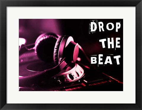 Framed Art Drop The Beat - Magenta and Red Wall Decor18x24 Artwork