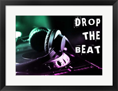 Framed Art Drop The Beat - Green and Pink Wall Decor18x24 Artwork