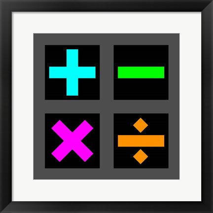 Framed Art Math Symbols Square - Colorful Symbols Wall Decor 18x24 Art
