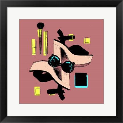 Framed Art Fashion Acessories Square Layout Red Wall Decor18x24 Artwork
