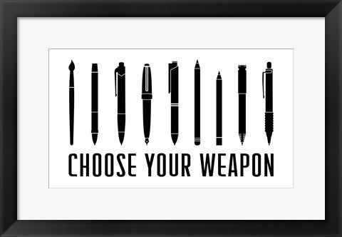 Framed Art Choose Your Weapon - White Wall Decor18x24 Artwork