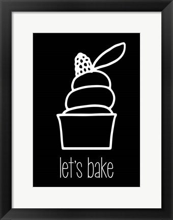 Framed Art Let's Bake - Dessert III Black Wall Decor 18x24 Artwork