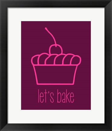 Framed Art Let's Bake - Dessert I Magenta Wall Decor 18x24 Artwork