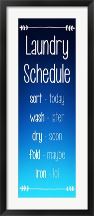 Framed Art Laundry Schedule - Ocean Blue Wall Decor 18x24 Artwork