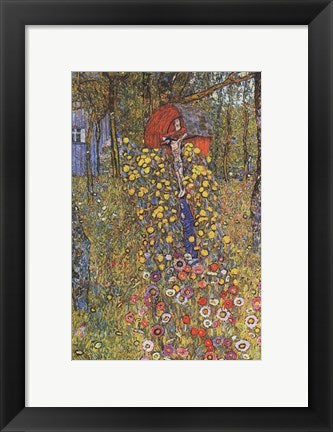 Framed Art Frame Art Farmers Garden with Crucifix by Gustav Klimt Wall Decor 18x24 Artwork