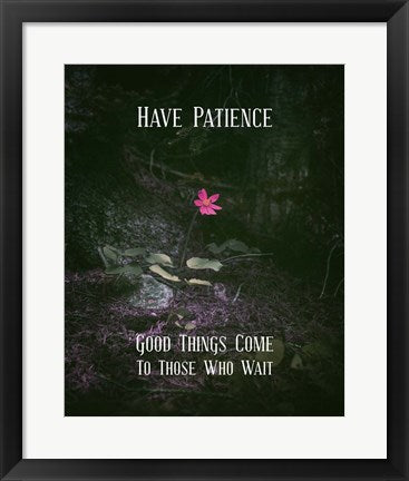 Framed Art Good Things Come To Those Who Wait Pink Flower Wall Decor 18x24 Artwork