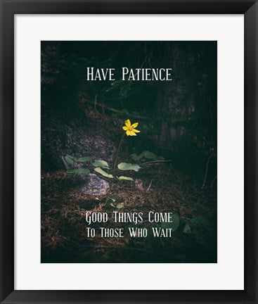Framed Art Good Things Come To Those Who Wait Yellow Flower Wall Decor 18x24 Artwork