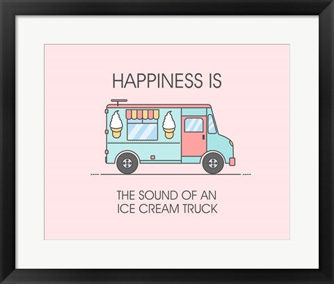 Framed Art Ice Cream Truck Blue Wall Decor 18x24 Artwork