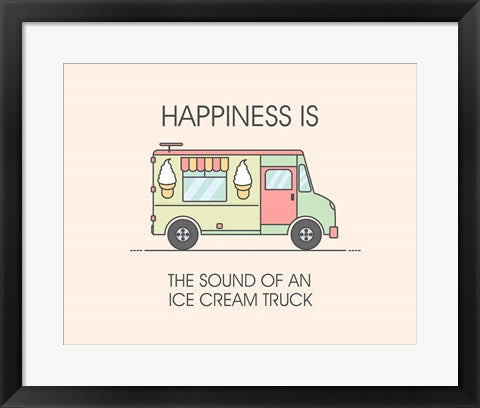 Framed Art Ice Cream Truck Green Wall Decor 18x24 Artwork