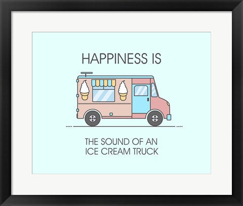 Framed Art Ice Cream Truck Pink Wall Decor 18x24 Artwork