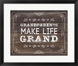 Grandparents Make Life Grand - Wood Background by Color Me Happy