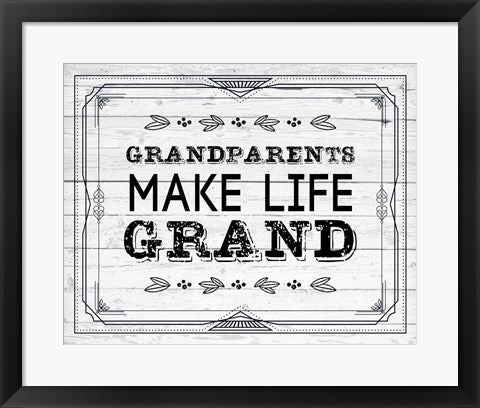 Framed Art Grandparents Make Life Grand - Painted Wood Background Wall Decor 18x24 Artwork
