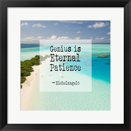 Framed Art Genius is Eternal Patience - Beach Wall Decor 18x24 Artwork