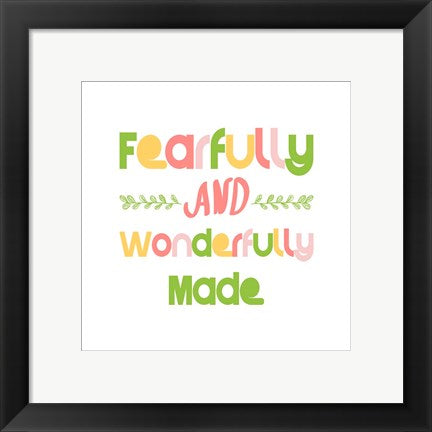 Framed Art Fearfully and Wonderfully Made - Pink and Green Wall Decor18x24 Artwork