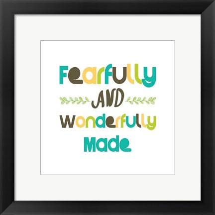 Framed Art Fearfully and Wonderfully Made - Blue and Brown Wall Decor18x24 Artwork