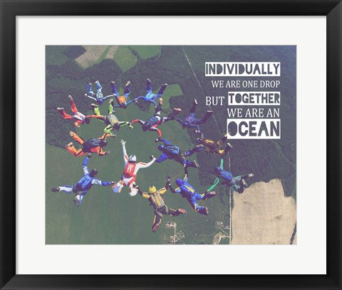 Framed Art Together We Are An Ocean - Skydiving Team Color Wall Decor 18x24 Artwork