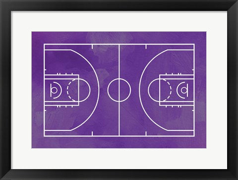 Framed Art Frame Art Basketball Court Purple Paint Background by Sports Mania Wall Decor 18x24 Artwork