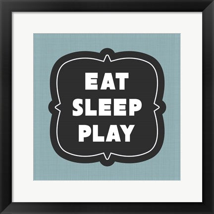 Framed Art Frame Art Eat Sleep Play Football - Blue Part II by Sports Mania Wall Decor 18x24 Artwork