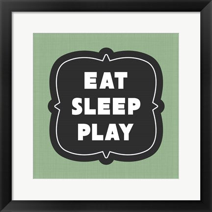 Framed Art Frame Art Eat Sleep Play Football - Green Part II by Sports Mania Wall Decor 18x24 Artwork