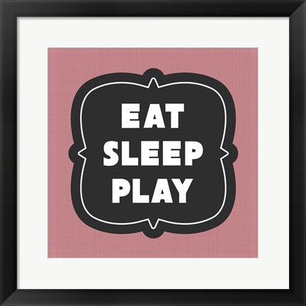Framed Art Frame Art Eat Sleep Play Football - Pink Part II by Sports Mania Wall Decor 18x24 Artwork