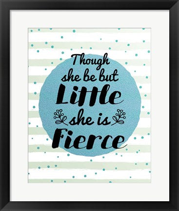 Framed Art Though She Be But Little - Stripes and Dots Blue Wall Decor 18x24 Artwork