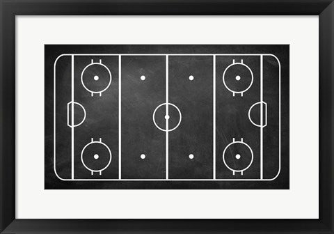 Framed Art Ice Hockey Rink Chalkboard by Sports Mania Wall Decor 18x24 Artwork