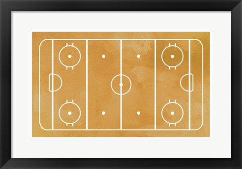 Framed Art Ice Hockey Rink Yellow Paint by Sports Mania Wall Decor 18x24 Artwork