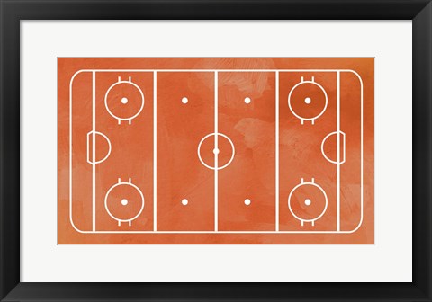 Framed Art Ice Hockey Rink Orange Paint by Sports Mania Wall Decor 18x24 Artwork