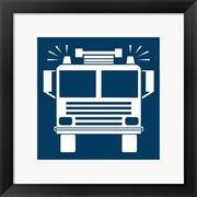 Framed Art Front View Trucks Set I - Blue Wall Decor18x24 Artwork