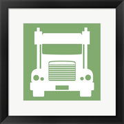 Framed Art Front View Trucks Set II - Green Wall Decor18x24 Artwork