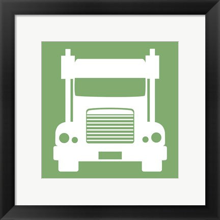 Framed Art Front View Trucks Set II - Green Wall Decor18x24 Artwork