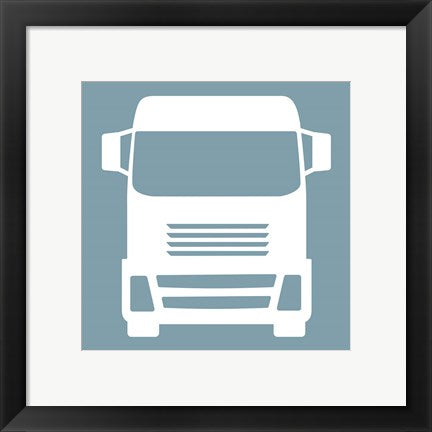 Framed Art Front View Trucks Set II - Blue Wall Decor18x24 Artwork