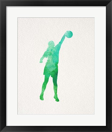 Framed Art Frame Art Basketball Girl Watercolor Silhouette Part I by Sports Mania Wall Decor 18x24 Artwork