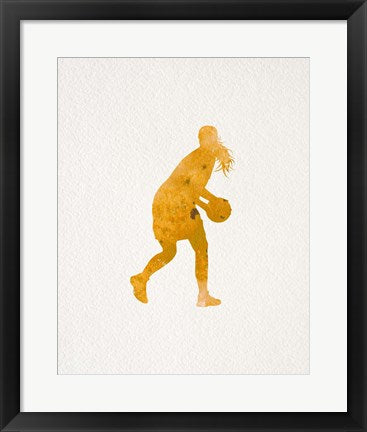 Framed Art Frame Art Basketball Girl Watercolor Silhouette Part III by Sports Mania Wall Decor 18x24 Artwork