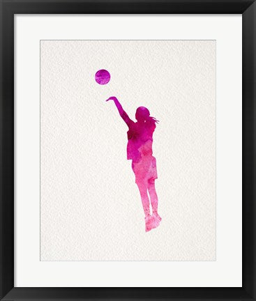Framed Art Frame Art Basketball Girl Watercolor Silhouette Part IV by Sports Mania Wall Decor 18x24 Artwork