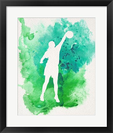 Framed Art Frame Art Basketball Girl Watercolor Silhouette Inverted Part I by Sports Mania Wall Decor 18x24 Artwork