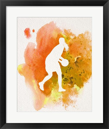 Framed Art Frame Art Basketball Girl Watercolor Silhouette Inverted Part III by Sports Mania Wall Decor 18x24 Artwork