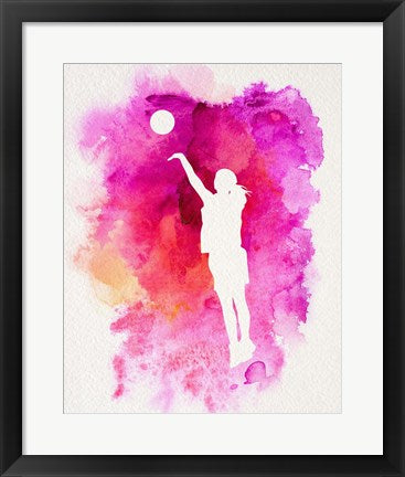 Framed Art Frame Art Basketball Girl Watercolor Silhouette Inverted Part IV by Sports Mania Wall Decor 18x24 Artwork