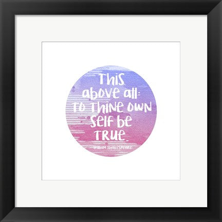 Framed Art To Thine Own Self Be True Shakespeare Purple Wall Decor 18x24 Artwork