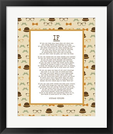 Framed Art If by Rudyard Kipling - Retro Orange Wall Decor 18x24 Artwork