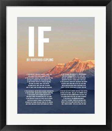 Framed Art If by Rudyard Kipling - Mountain Sunset Wall Decor 18x24 Artwork