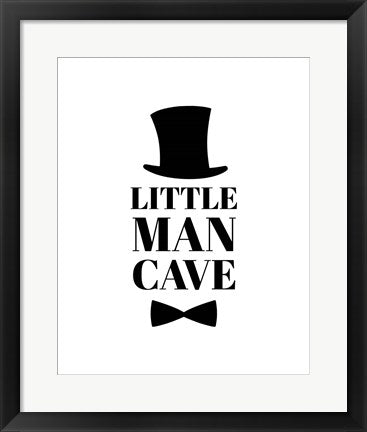 Framed Art Little Man Cave Top Hat and Bow Tie - White Wall Decor 18x24 Artwork