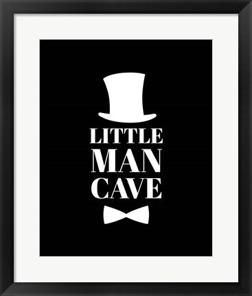 Framed Art Little Man Cave Top Hat and Bow Tie - Black Wall Decor 18x24 Artwork