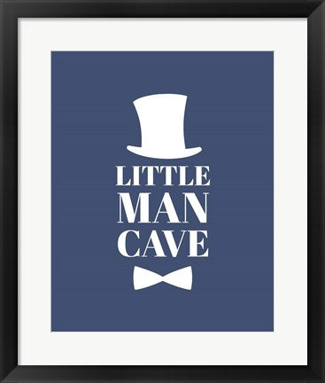 Framed Art Little Man Cave Top Hat and Bow Tie - Blue Wall Decor 18x24 Artwork