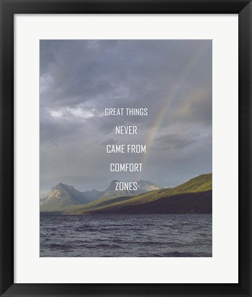 Framed Art Great Things Never Came From Comfort Zones Strength - Rainbow Wall Decor 18x24 Artwork