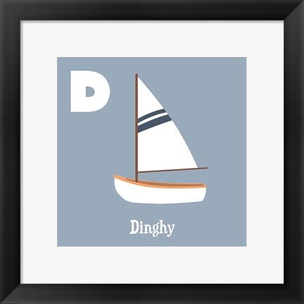 Framed Art Transportation Alphabet - D is for Dinghy Wall Decor 18x24 Artwork