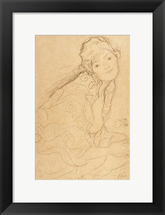 Framed Art Seated Woman, Viewed from the Side by Gustav Klimt Wall Decor 18x24 Artwork