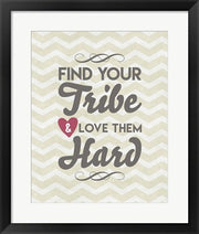 Framed Art Find Your Tribe - Beige Chevron Pattern Wall Decor18x24 Artwork