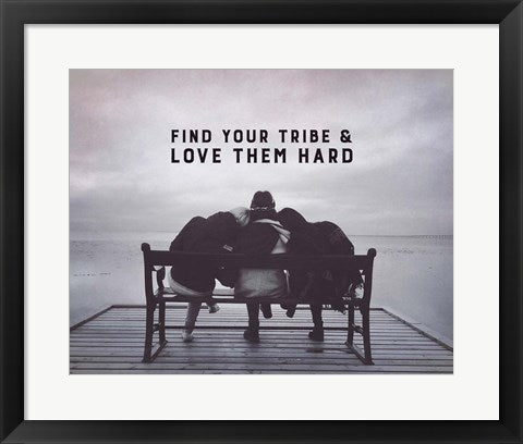 Framed Art Find Your Tribe - Friend Trio Grayscale Wall Decor18x24 Artwork